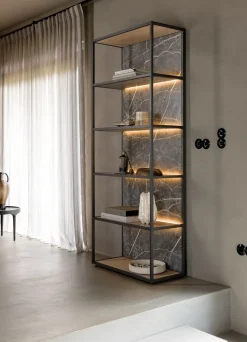 XOOON HELSINKI boekenkast 80 cm - 5-niches (+ LED) - eiken look^ Bergkasten|Boekenkasten