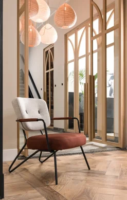 XOOON June fauteuil in combi stof met zwart metalen frame^ Leren Fauteuils|Stoffen Fauteuils