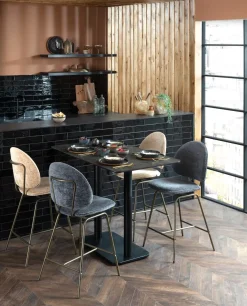 XOOON Kjel barstoel - champagne frame in de kleur Okergeel^ Barkrukken En Barstoelen|Woonaccessoires