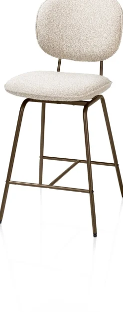 XOOON Lexi, barstoel - steelbrown - draaibaar - stof Cloudy - beige^ Barkrukken En Barstoelen