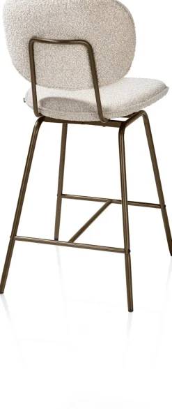 XOOON Lexi, barstoel - steelbrown - draaibaar - stof Cloudy - beige^ Barkrukken En Barstoelen