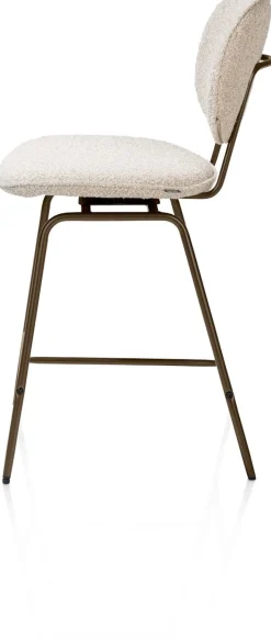 XOOON Lexi, barstoel - steelbrown - draaibaar - stof Cloudy - beige^ Barkrukken En Barstoelen