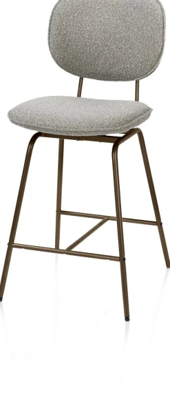 XOOON Lexi, barstoel - steelbrown - draaibaar - stof Cloudy - Olijf^ Barkrukken En Barstoelen
