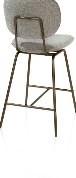 XOOON Lexi, barstoel - steelbrown - draaibaar - stof Cloudy - Olijf^ Barkrukken En Barstoelen