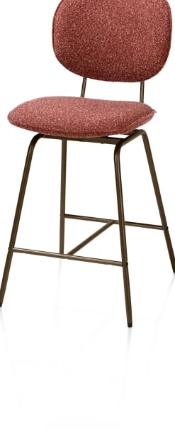 XOOON Lexi, barstoel - steelbrown - draaibaar - stof Cloudy - koper^ Barkrukken En Barstoelen