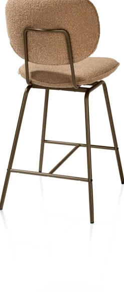 XOOON Lexi, barstoel - steelbrown - draaibaar - stof Cloudy - Okergeel^ Barkrukken En Barstoelen