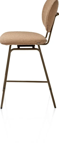 XOOON Lexi, barstoel - steelbrown - draaibaar - stof Cloudy - Okergeel^ Barkrukken En Barstoelen