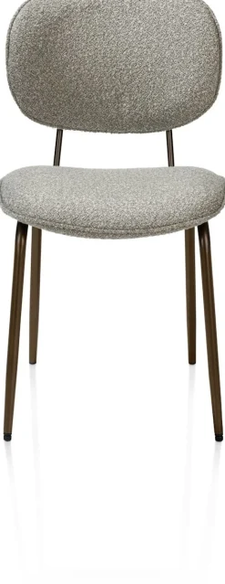 XOOON Lexi, eetkamerstoel - steelbrown - stof Cloudy - Olijf^ Eetkamerstoelen
