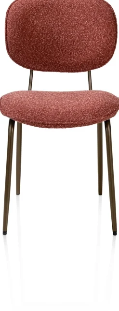 XOOON Lexi, eetkamerstoel - steelbrown - stof Cloudy - koper^ Eetkamerstoelen