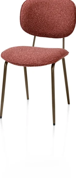 XOOON Lexi, eetkamerstoel - steelbrown - stof Cloudy - koper^ Eetkamerstoelen