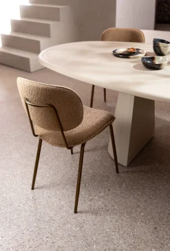 XOOON Lexi, eetkamerstoel - steelbrown - stof Cloudy - Okergeel^ Eetkamerstoelen