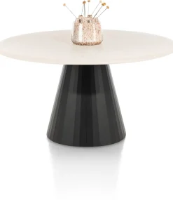XOOON LUND eetkamertafel rond (140cm) cone poot -^ Tafelconfigurator|Eettafels
