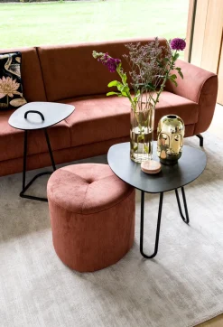 XOOON Masura bijzettafel met zwart metalen poot 53,5x52,5cm^ Bijzettafel Sets|Bijzettafels