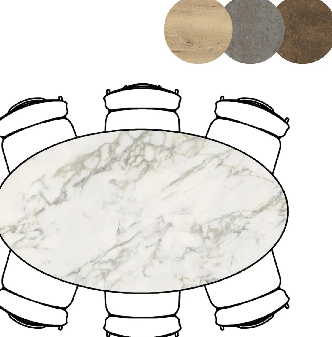 XOOON Masura ellipsvormige bartafel met zwarte metalen poot 180x100cm^ Bartafels|Tafelconfigurator