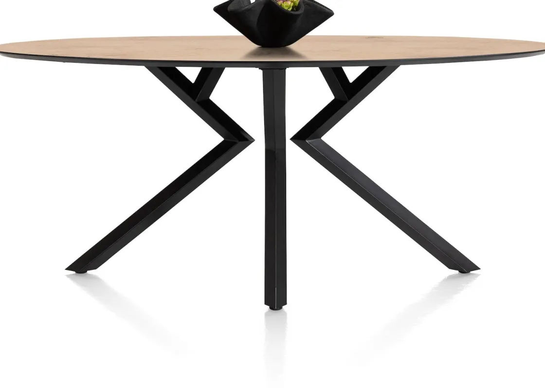 XOOON Masura ellipsvormige bartafel met zwarte metalen poot 220x105cm^ Bartafels|Tafelconfigurator