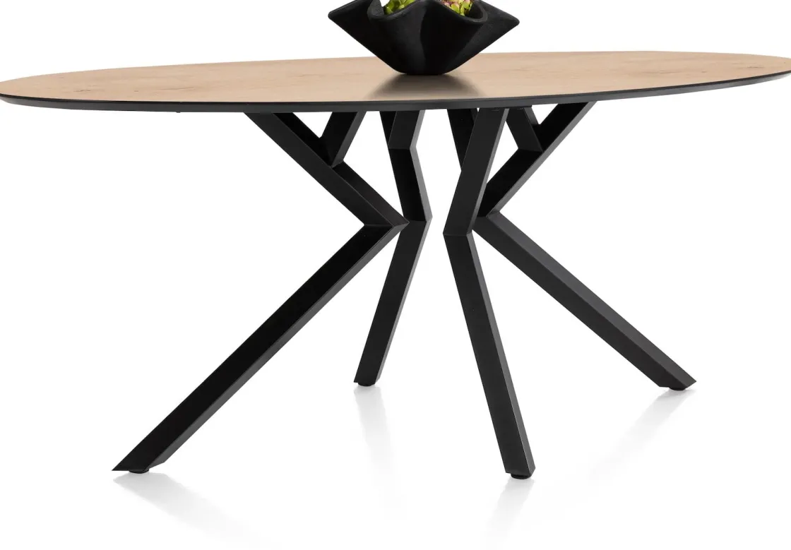 XOOON Masura ellipsvormige bartafel met zwarte metalen poot 220x105cm^ Bartafels|Tafelconfigurator