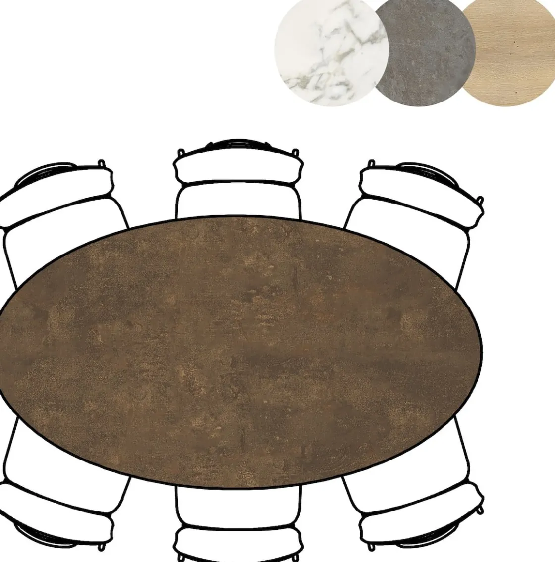 XOOON Masura ellipsvormige bartafel met zwarte metalen poot 180x100cm^ Bartafels|Tafelconfigurator