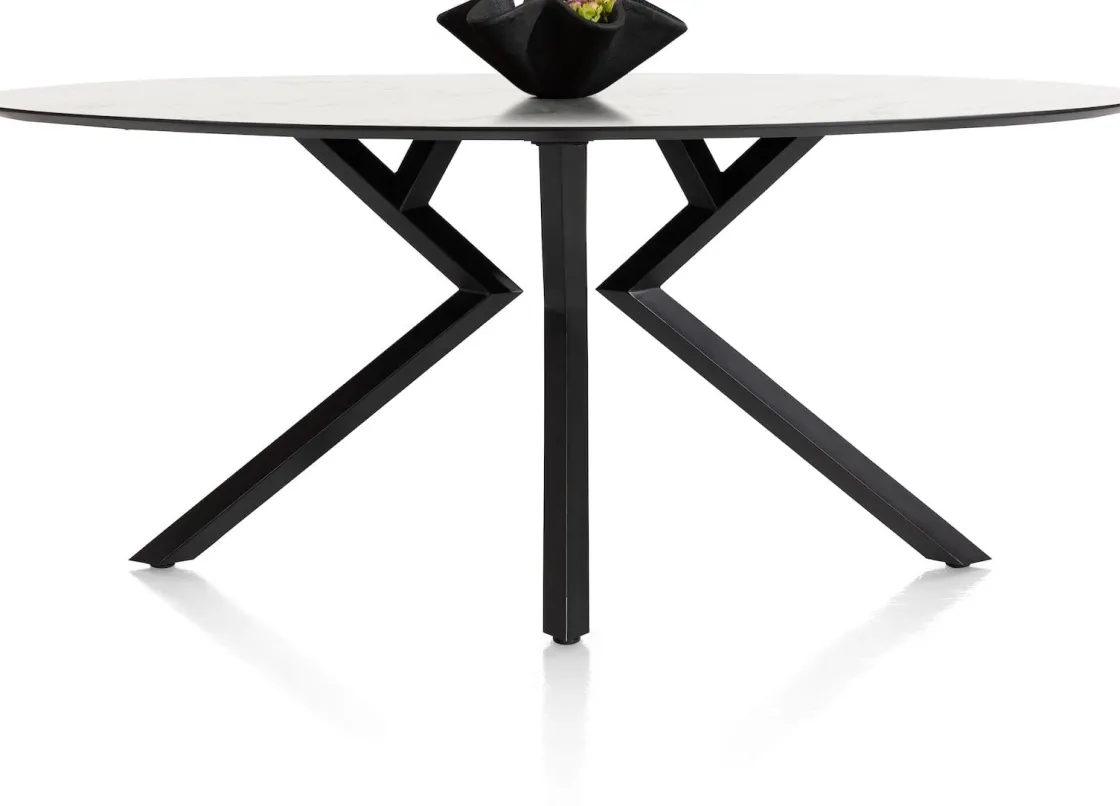 XOOON Masura ellipsvormige bartafel met zwarte metalen poot 220x105cm^ Bartafels|Tafelconfigurator