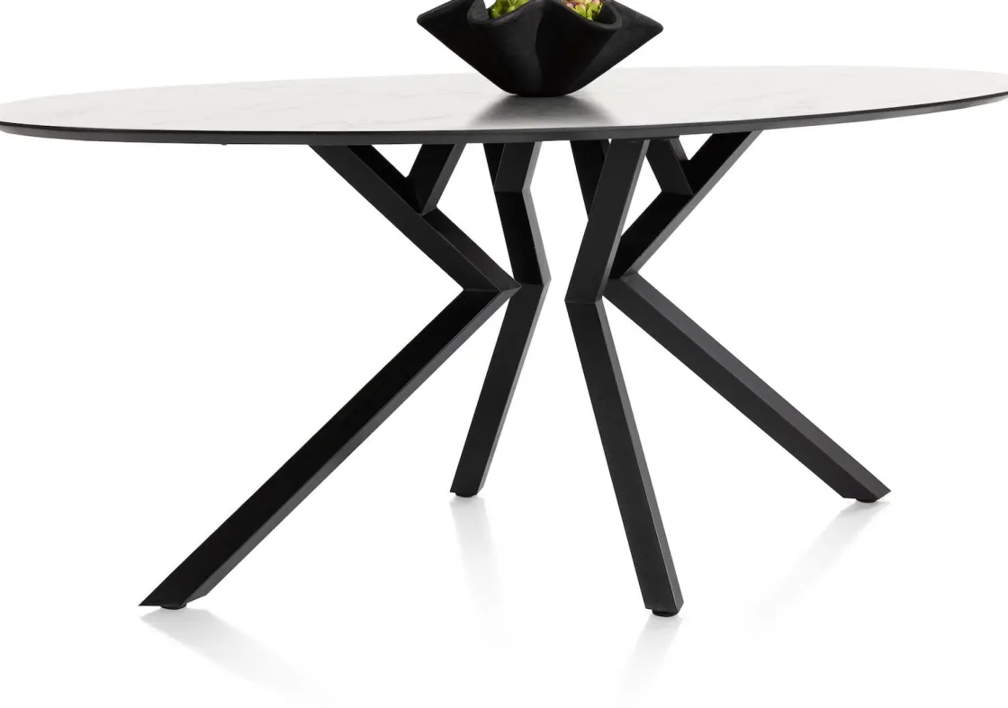 XOOON Masura ellipsvormige bartafel met zwarte metalen poot 220x105cm^ Bartafels|Tafelconfigurator