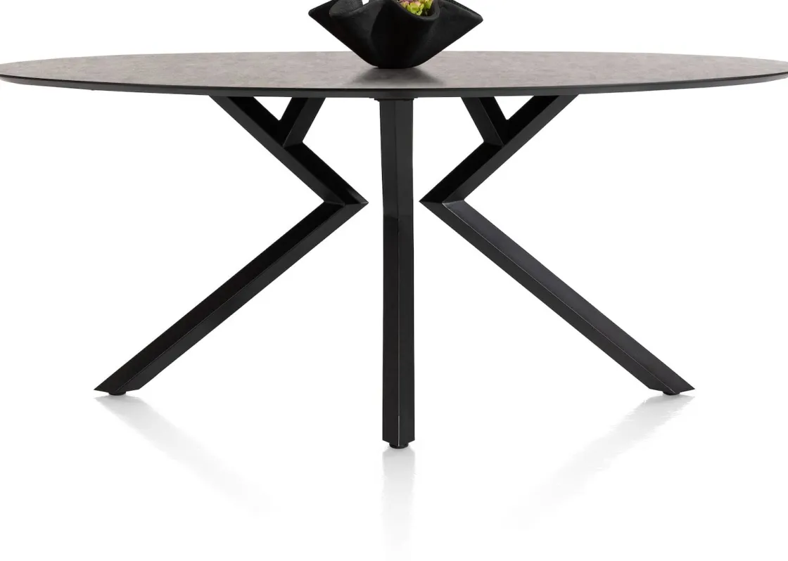 XOOON Masura ellipsvormige bartafel met zwarte metalen poot 220x105cm^ Bartafels|Tafelconfigurator