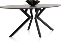 XOOON Masura ellipsvormige bartafel met zwarte metalen poot 220x105cm^ Bartafels|Tafelconfigurator