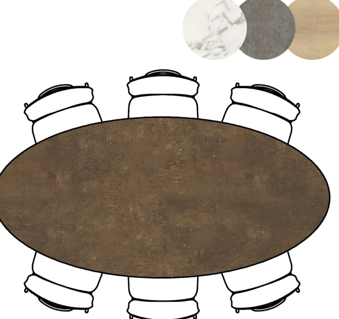 XOOON Masura ellipsvormige bartafel met zwarte metalen poot 220x105cm^ Bartafels|Tafelconfigurator
