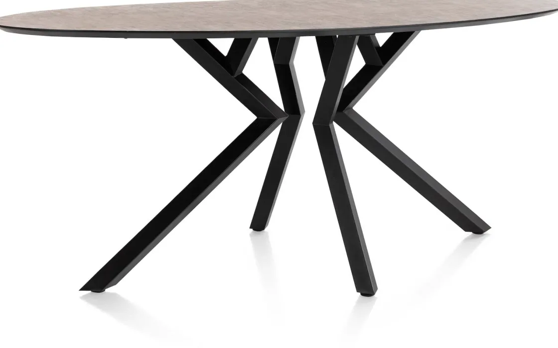 XOOON Masura ellipsvormige bartafel met zwarte metalen poot 220x105cm^ Bartafels|Tafelconfigurator