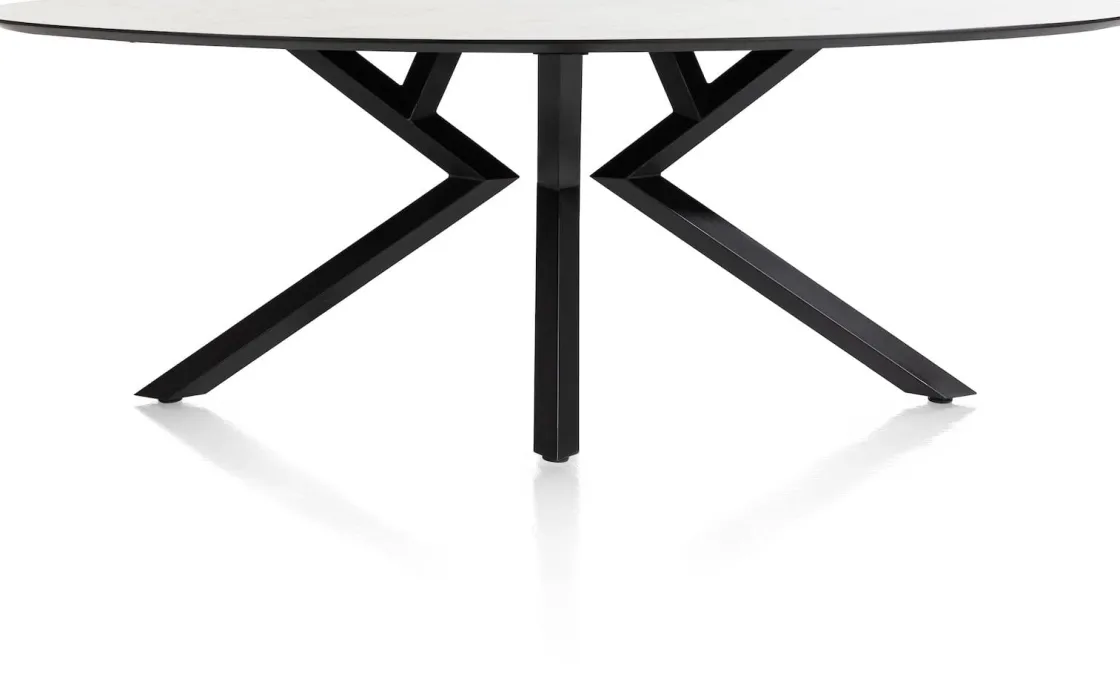 XOOON Masura ellipsvormige eettafel met zwarte metalen poot 220x105cm^ Tafelconfigurator|Eettafels