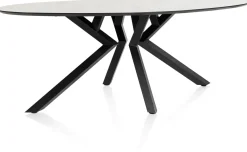 XOOON Masura ellipsvormige eettafel met zwarte metalen poot 220x105cm^ Tafelconfigurator|Eettafels
