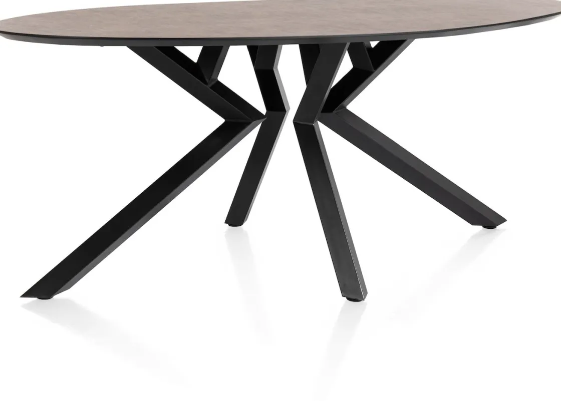 XOOON Masura ellipsvormige eettafel met zwarte metalen poot 180x100cm^ Tafelconfigurator|Eettafels