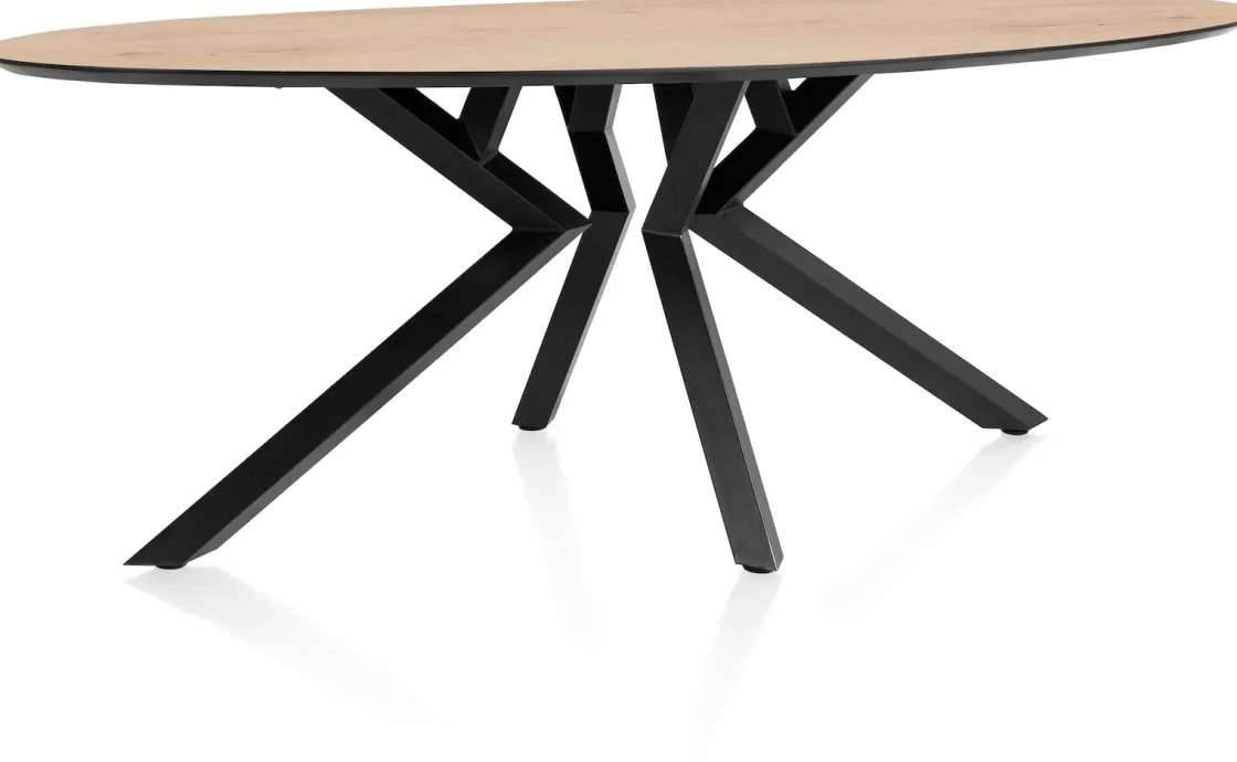 XOOON Masura ellipsvormige eettafel met zwarte metalen poot 220x105cm^ Tafelconfigurator|Eettafels