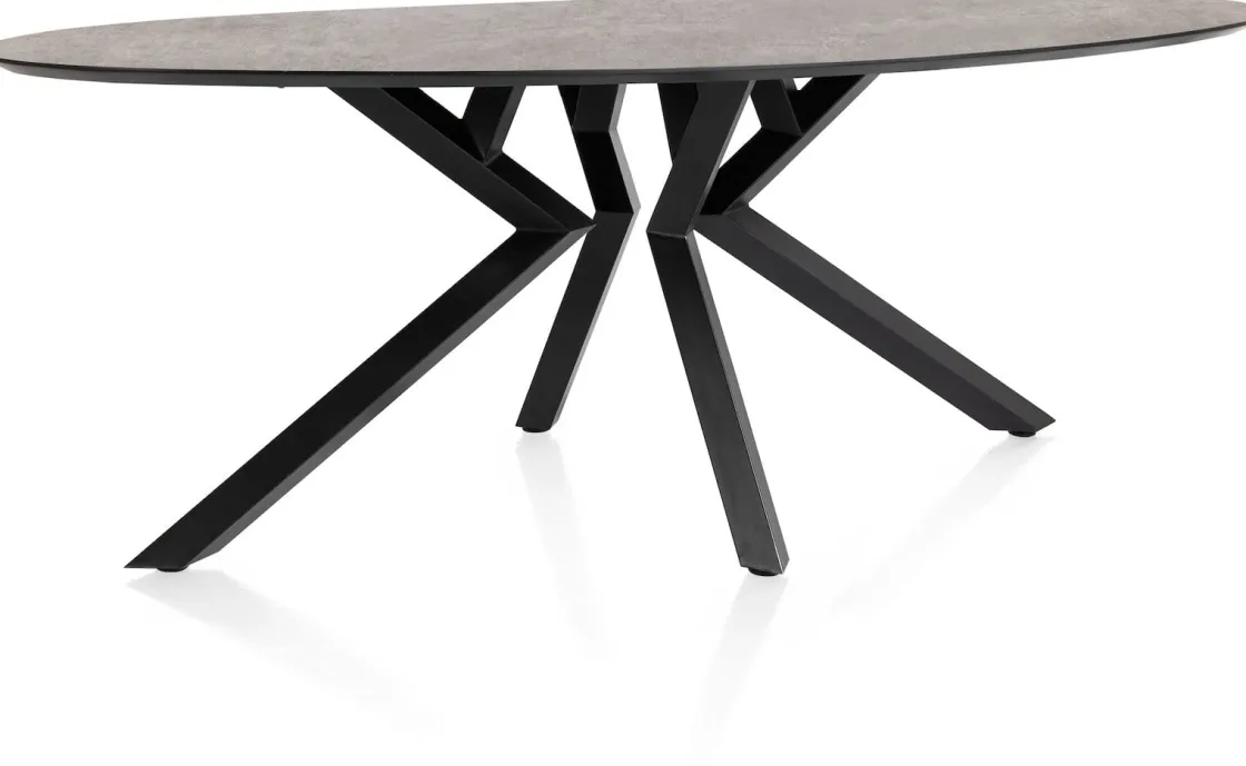 XOOON Masura ellipsvormige eettafel met zwarte metalen poot 220x105cm^ Tafelconfigurator|Eettafels