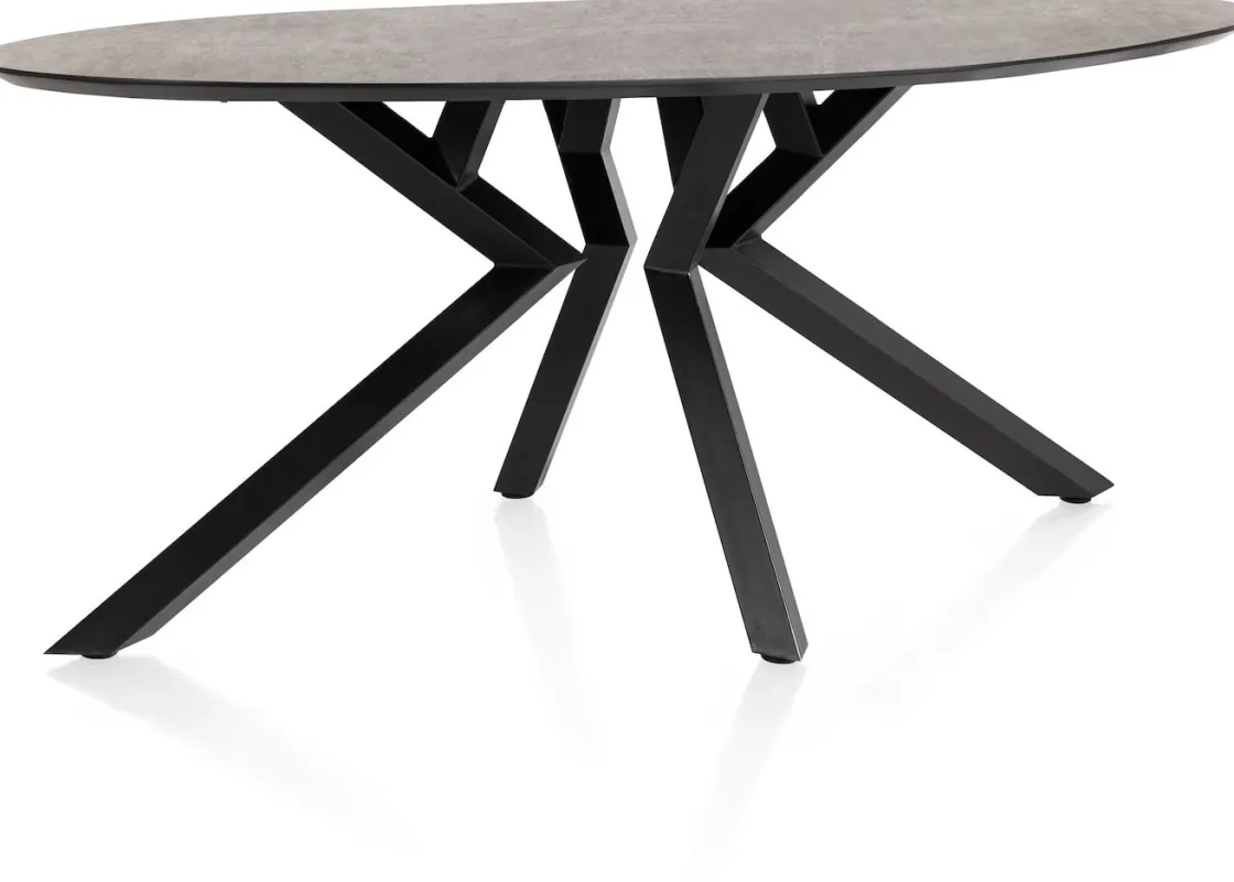 XOOON Masura ellipsvormige eettafel met zwarte metalen poot 180x100cm^ Tafelconfigurator|Eettafels