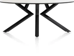 XOOON Masura ellipsvormige eettafel met zwarte metalen poot 180x100cm^ Tafelconfigurator|Eettafels