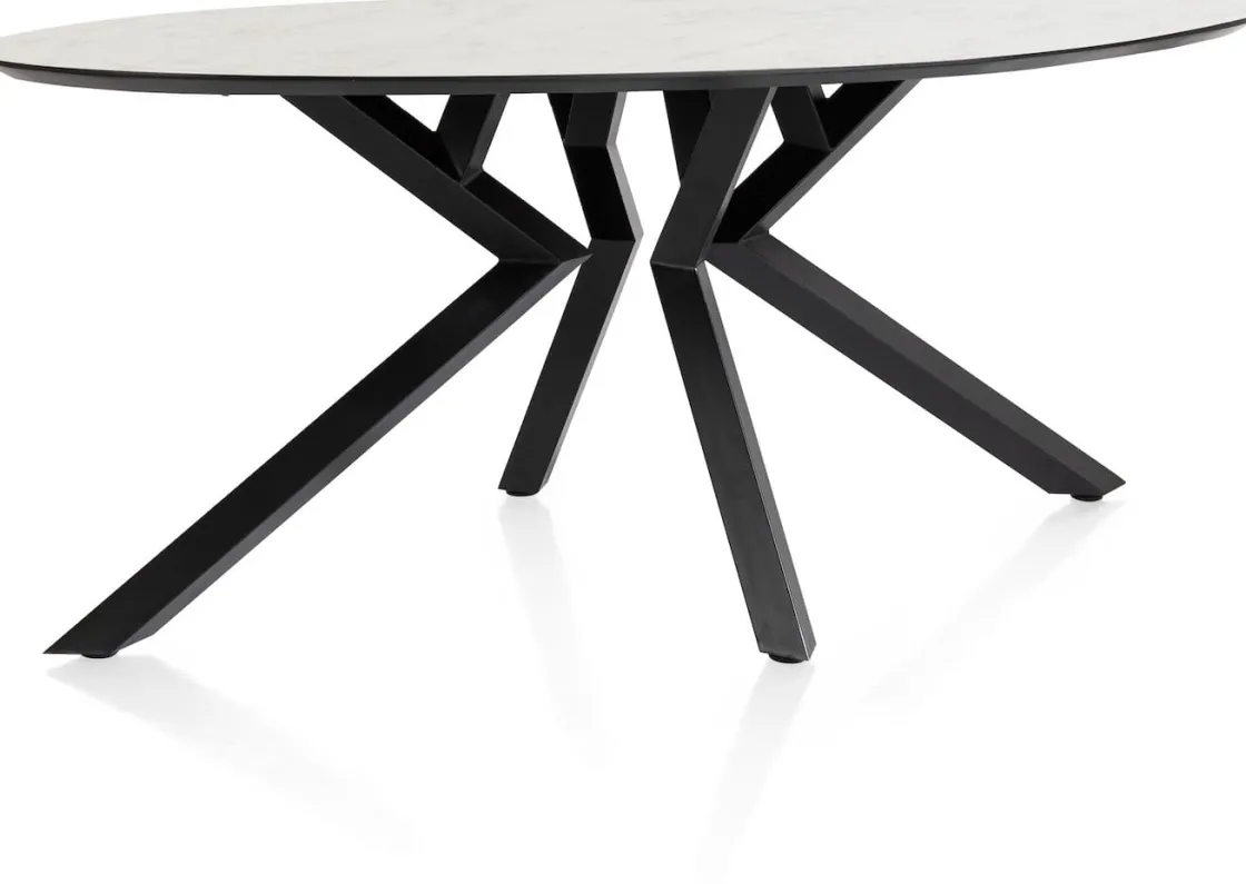 XOOON Masura ellipsvormige eettafel met zwarte metalen poot 180x100cm^ Tafelconfigurator|Eettafels