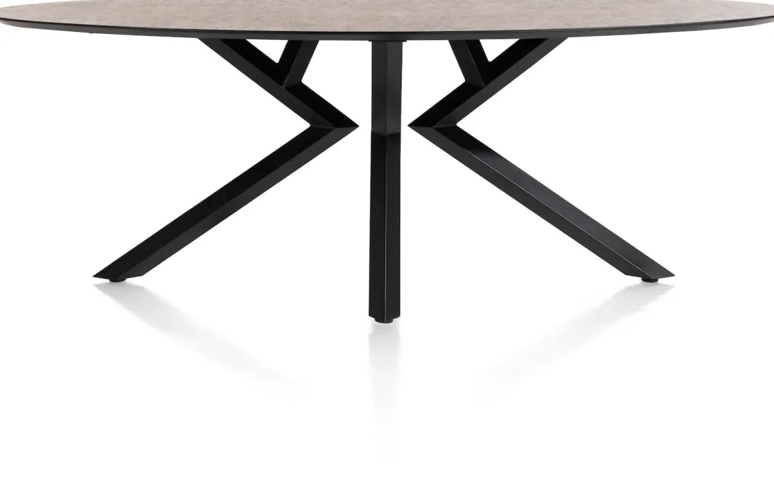 XOOON Masura ellipsvormige eettafel met zwarte metalen poot 220x105cm^ Tafelconfigurator|Eettafels