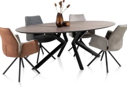 XOOON Masura ellipsvormige eettafel met zwarte metalen poot 220x105cm^ Tafelconfigurator|Eettafels