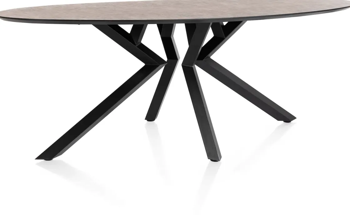 XOOON Masura ellipsvormige eettafel met zwarte metalen poot 220x105cm^ Tafelconfigurator|Eettafels