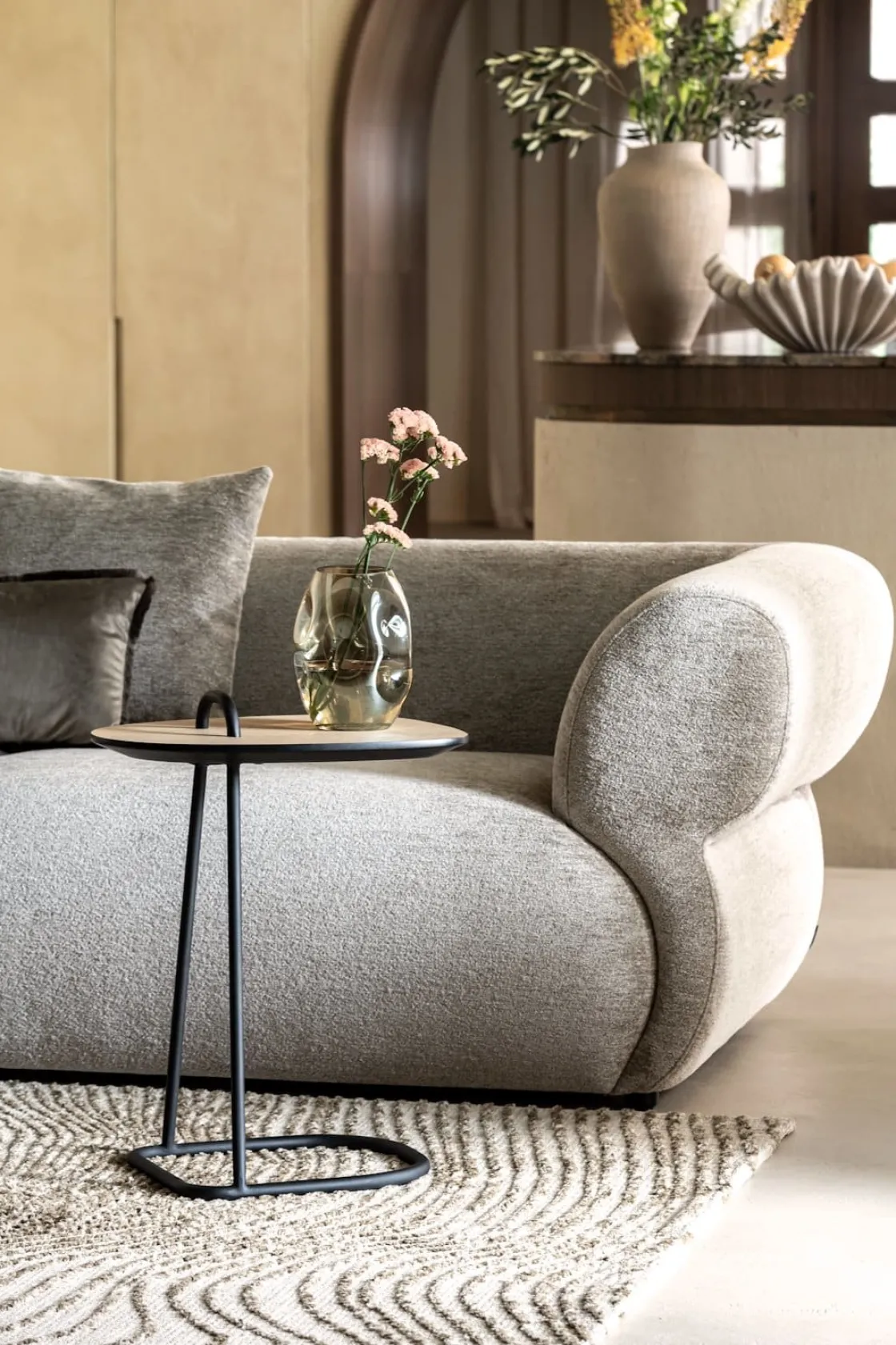 XOOON Masura laptoptafel met zwart metalen poot 55x48cm^ Tafelconfigurator|Bijzettafels