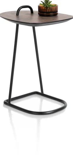 XOOON Masura laptoptafel met zwart metalen poot 55x48cm^ Tafelconfigurator|Bijzettafels