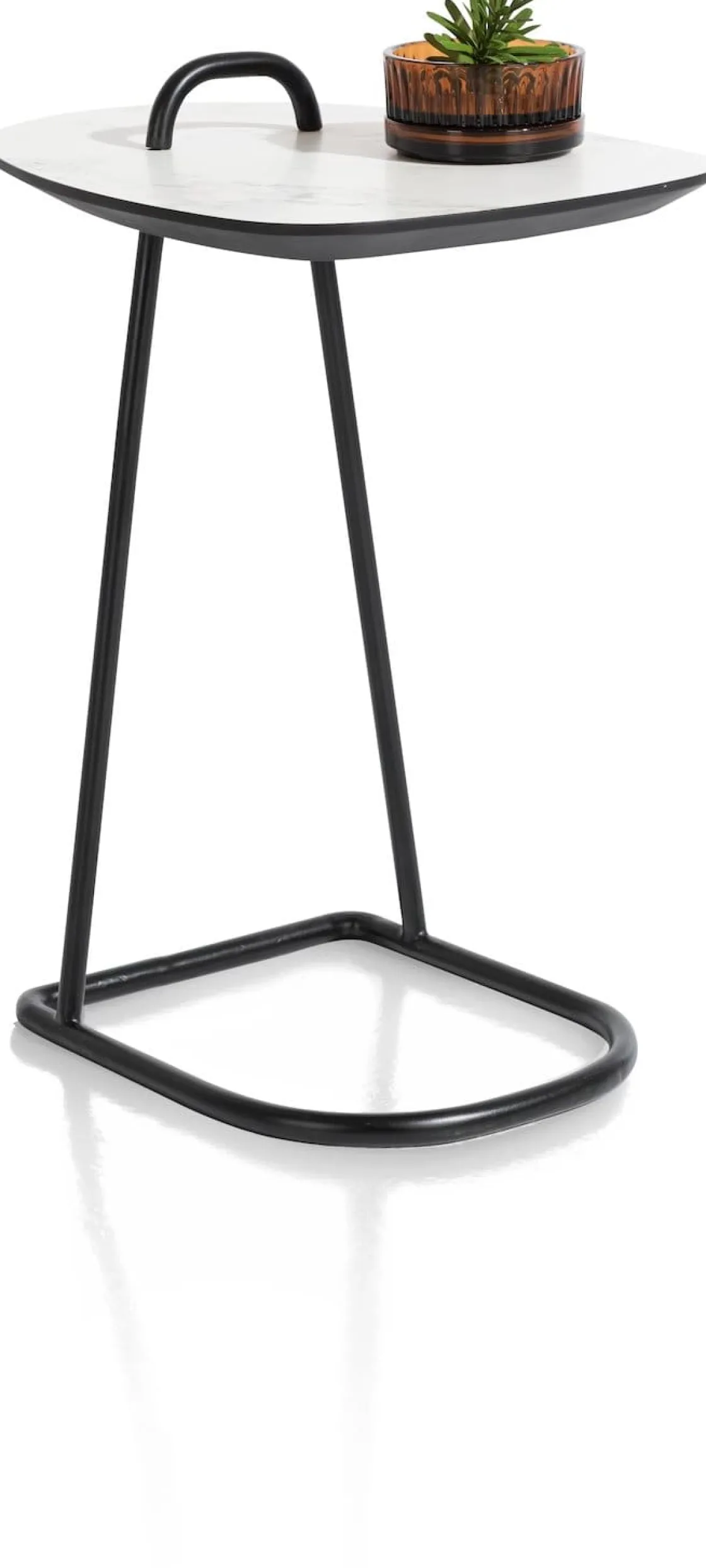 XOOON Masura laptoptafel met zwart metalen poot 55x48cm^ Tafelconfigurator|Bijzettafels