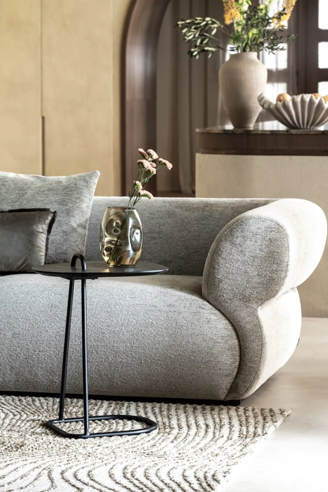 XOOON Masura laptoptafel met zwart metalen poot 55x48cm^ Tafelconfigurator|Bijzettafels