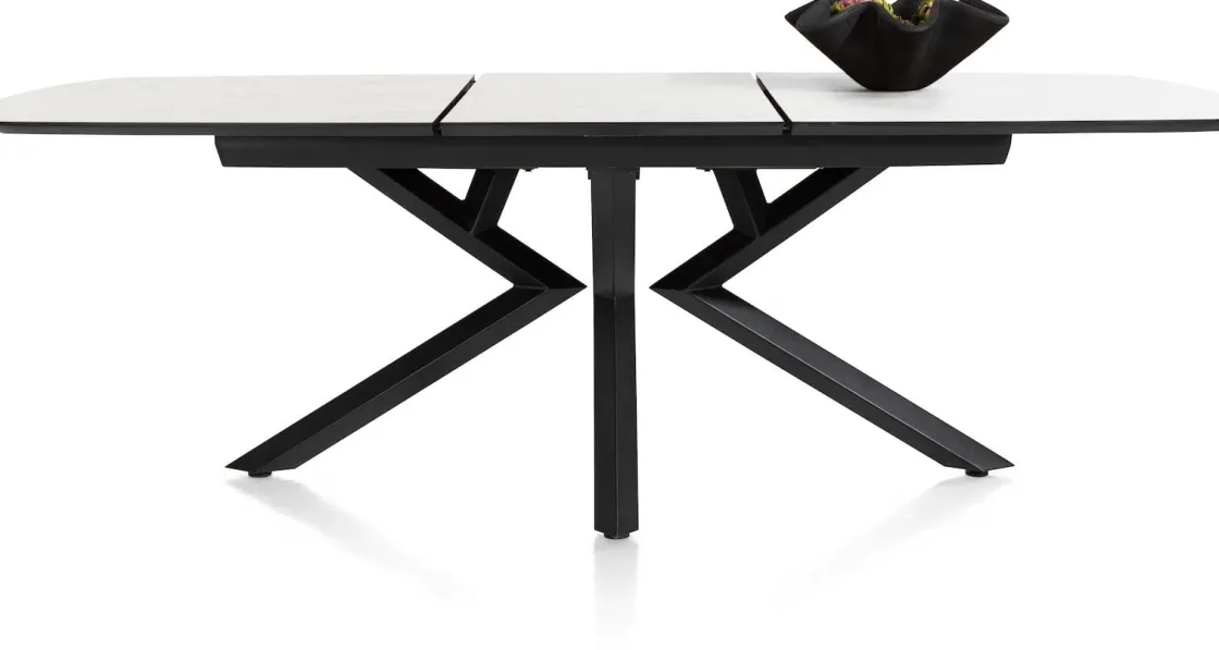 XOOON Masura ovale uitschuiftafel met metalen poot 180(+60)x110cm^ Uitschuiftafels|Eettafels