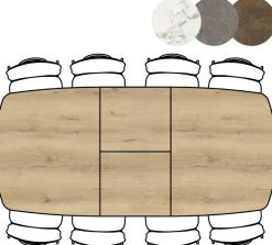 XOOON Masura ovale uitschuiftafel met metalen poot 180(+60)x110cm^ Uitschuiftafels|Eettafels