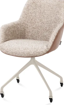 XOOON Mats, armstoel aluminium frame wielen creme - combi Pala cognac + Luton koper^ Armstoelen
