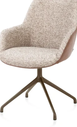 XOOON Mats, armstoel aluminium frame 4-poots - draaibaar steelbrown - Pala cognac + Luton koper^ Armstoelen