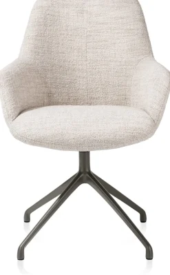 XOOON Mats, armstoel aluminium frame 4-poots - draaibaar grafiet - stof Luton - Creme^ Armstoelen