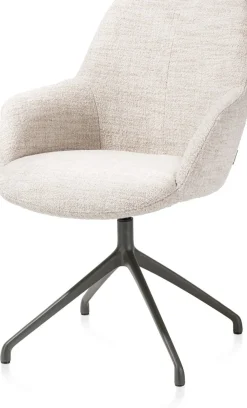 XOOON Mats, armstoel aluminium frame 4-poots - draaibaar grafiet - stof Luton - Creme^ Armstoelen