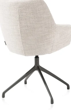 XOOON Mats, armstoel aluminium frame 4-poots - draaibaar grafiet - stof Luton - Creme^ Armstoelen