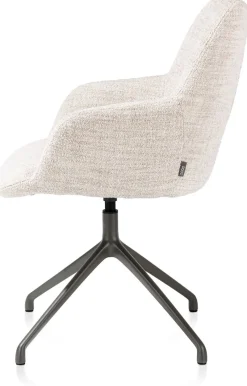 XOOON Mats, armstoel aluminium frame 4-poots - draaibaar grafiet - stof Luton - Creme^ Armstoelen